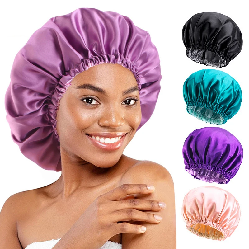 

2025 Satin Bonnet for Women Sleeping Silky Bonnet Cap Double Layer Reversible Sleep Bonnets Nightcap Hair Care Turban Headscarf