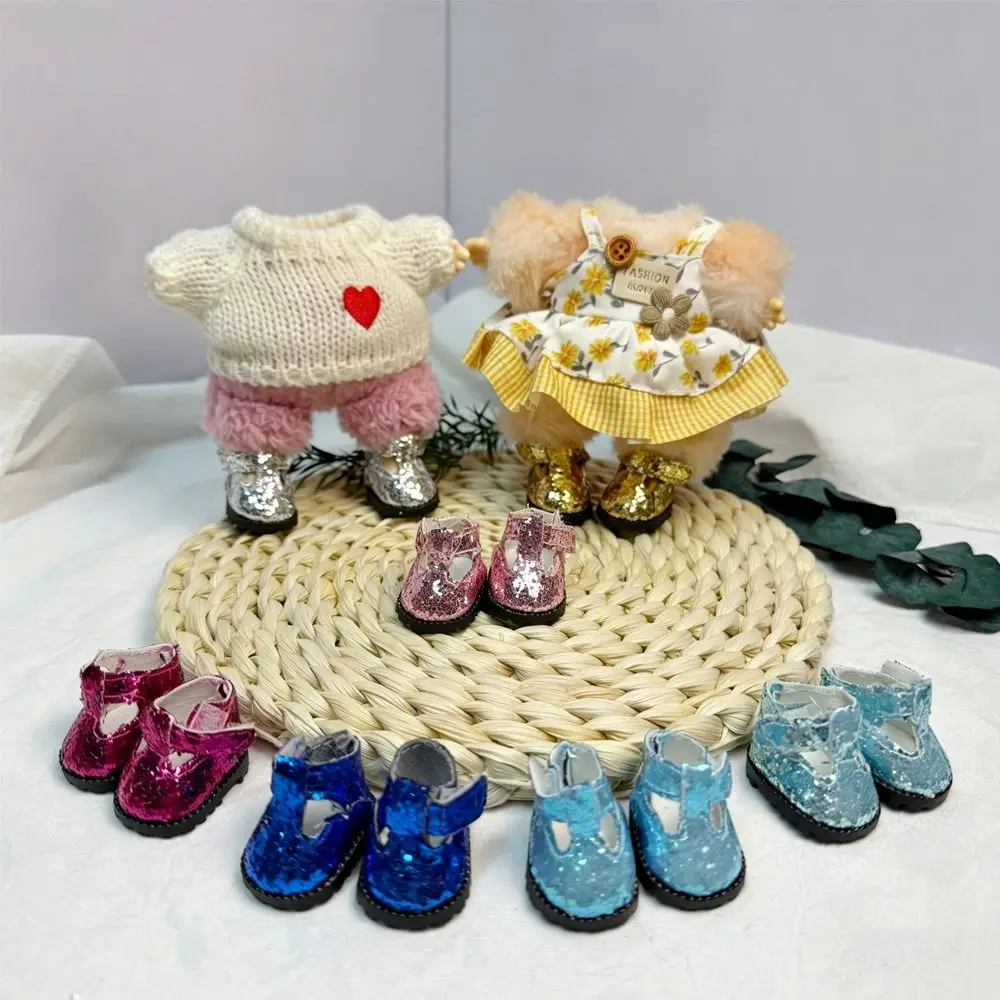 Leather Material Doll Shoes Sequins Design Small Size Miniature Shoes 3.5cm Size Miniature Design Mini Boots