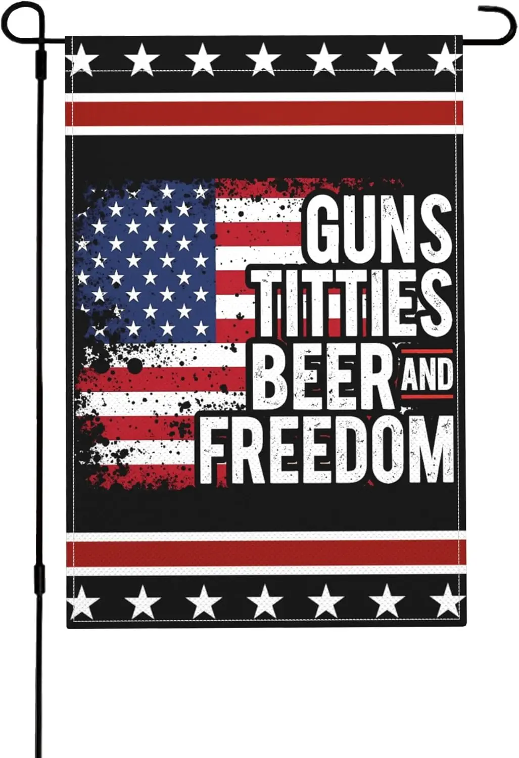 Guns Titties Beer Freedom Flag 12x18 Funny Patriotic Saying Garden Flags Double Sided Burlap Yard Signs LLX PPM