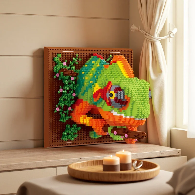 Jouet de bloc de construction caméléon, peut être mural ou placé sur un bureau, assemblage amusant pour adultes, Saint-Valentin, cadeau d'anniversaire