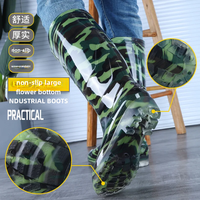 Men's Camouflage Rain Boots High Sock Fleece-lined Mid Waterproof Boots Short Fishing Breathable Motorcycle Equipment