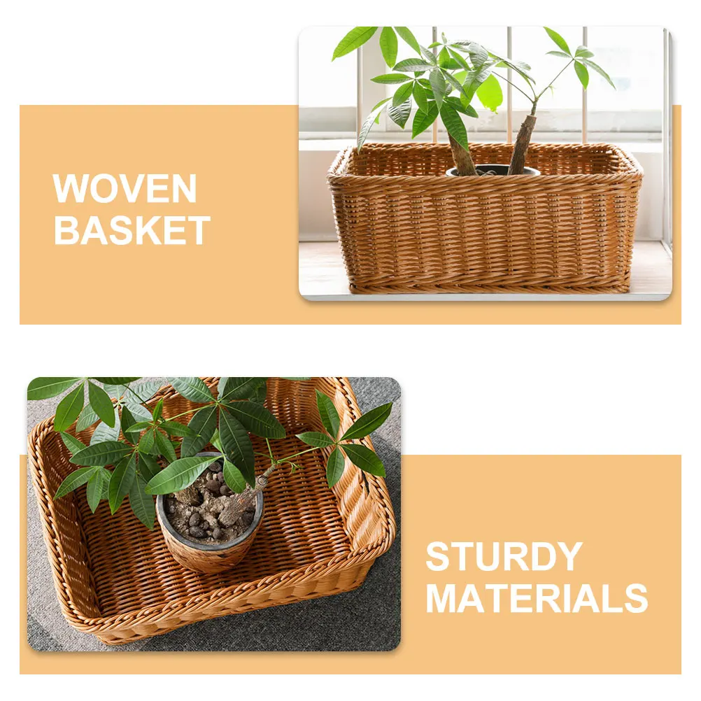 

Imitation Rattan Basket Woven Book Basket Multi-function Sundry Organizer Home Decor Baskets Storage Solution Desk Tidy