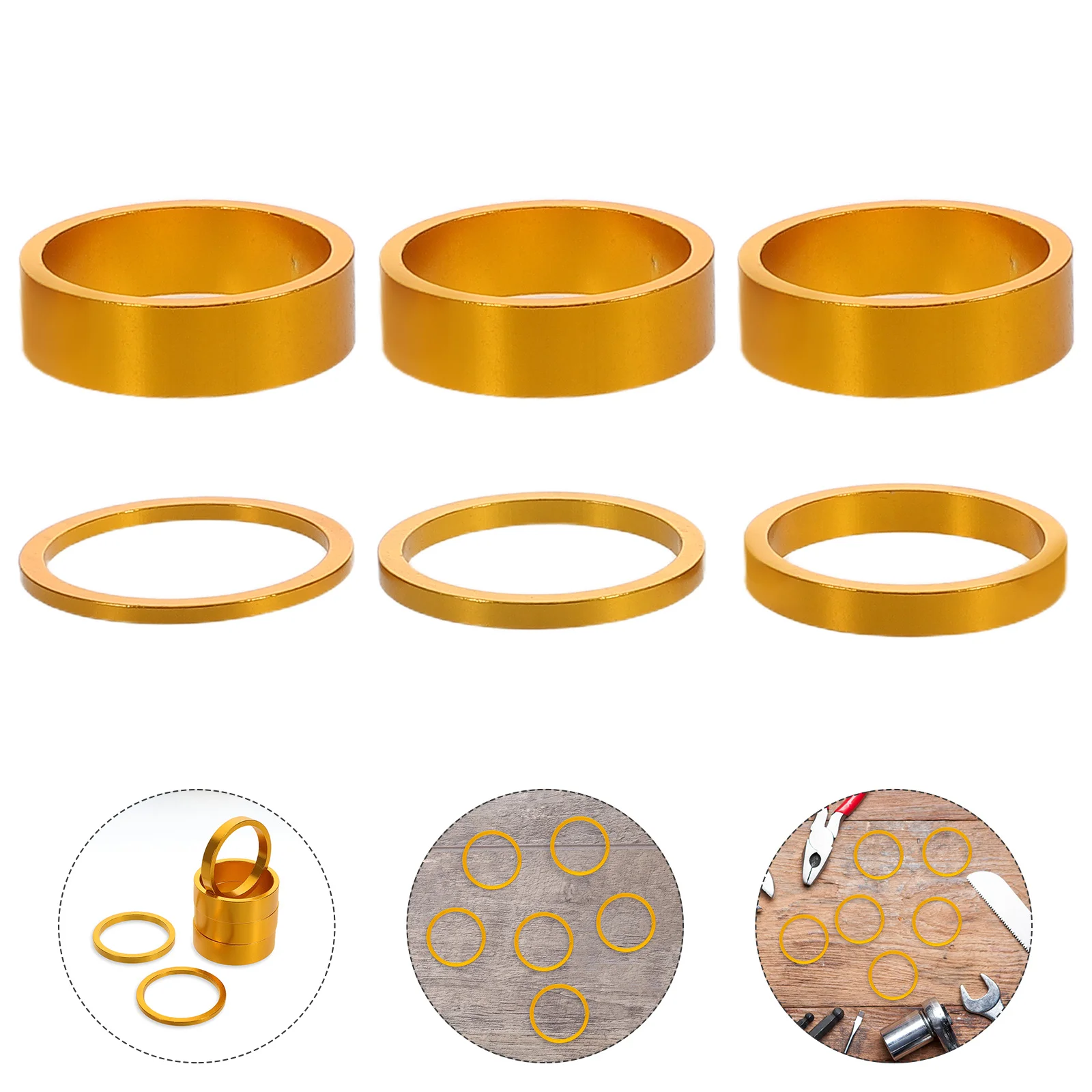 

6Pcs Aluminum Bike Headset Spacer Set 10 5 3 2mm Lightweight Threadless Stem Spacers for Mountain Road Bicycle