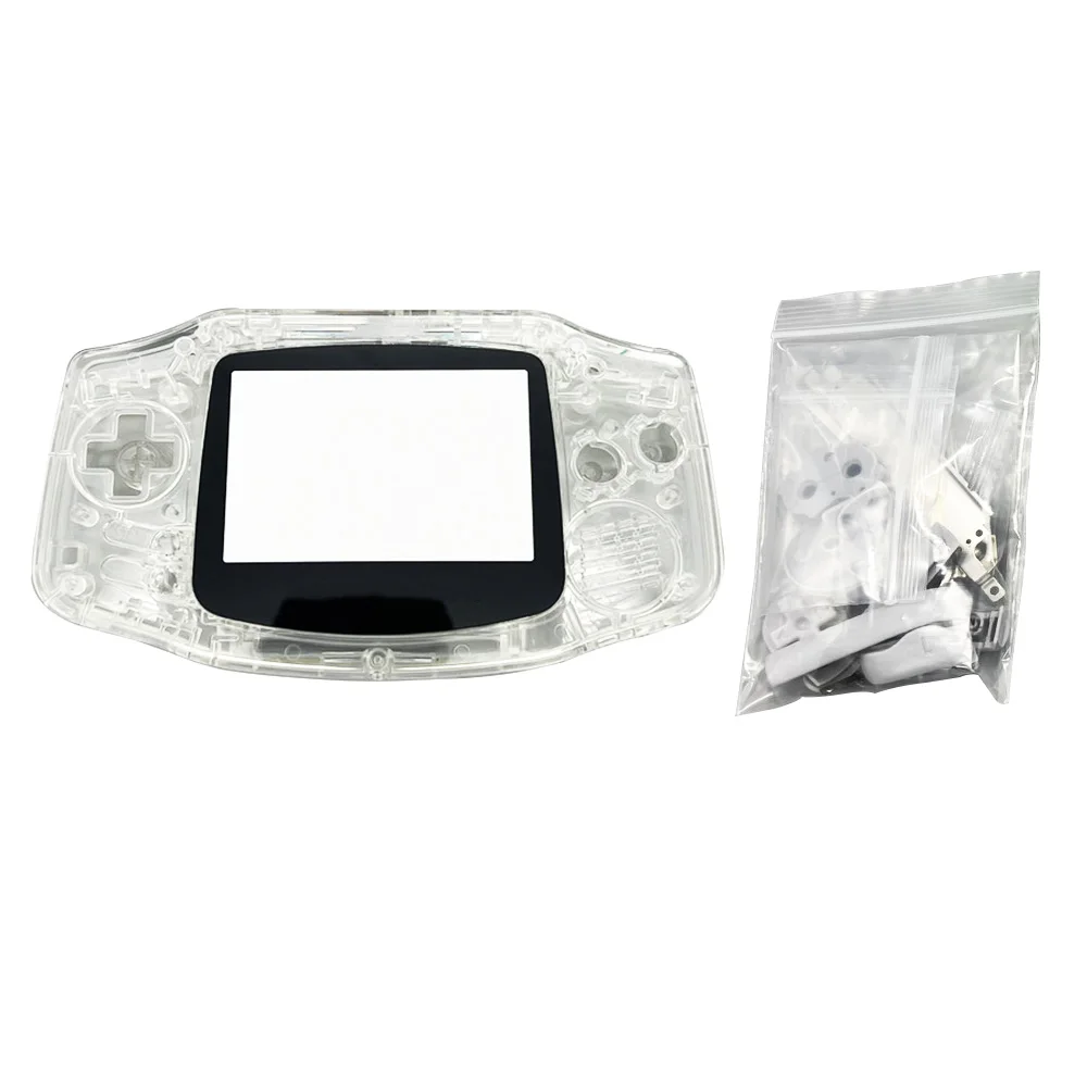 Original Size IPS Housing Shell Sets For GameBoy Advance GBA With Glass Screen Lens Stickers Buttons Conductive Rubber Screws