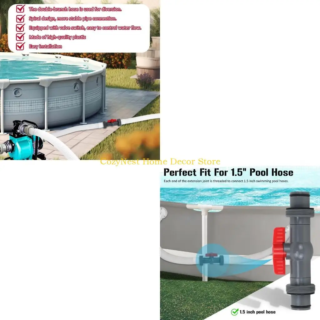 92MF Pool Hose Coupler With Shutoff for 1.5 Inch Hoses, Threaded Straight Joiner With Gaskets for Pool Hose Service and Filter