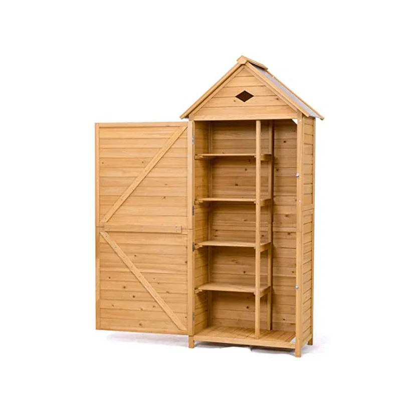 

2026 Garden Wooden Storage Shed, Wooden Log Store Outdoor Garden Wood Cabinet Storage House Tool Organizer/