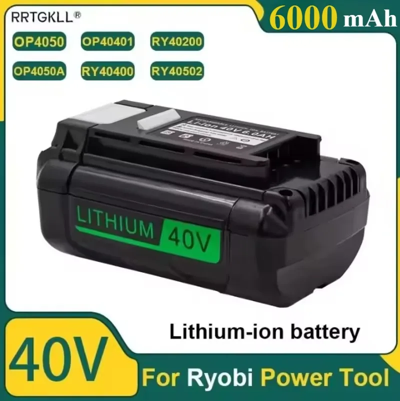 For 40V 6000mAh Li-ion Battery Cordless Power Tools for Ryobi Collection OP4040 OP4026 OP4030 OP4050 OP4060A OP40201 OP40301