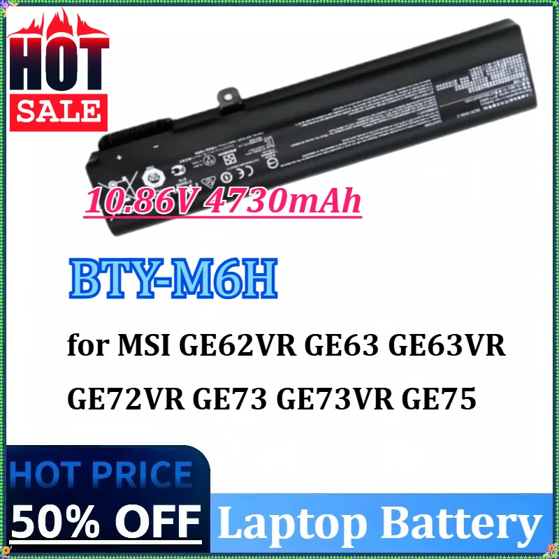 

NEW 10.86V 4730mAh BTY-M6H Laptop Battery for MSI MSI GE62VR GE63 GE63VR GE72VR GE73 PE60 GL7G P62MVR GL62M GP72MVR