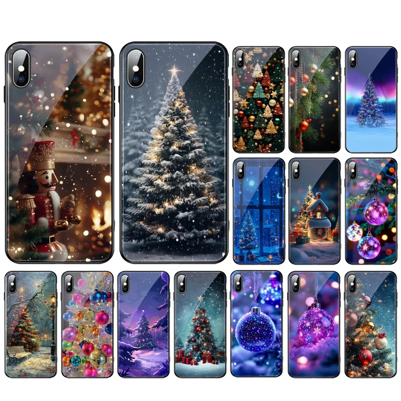 

Christmas Tree Glass phone case For iPhone 17 Pro Max Air 17 16 15 14 13 Pro Max 15 16 Pro 15Plus Case