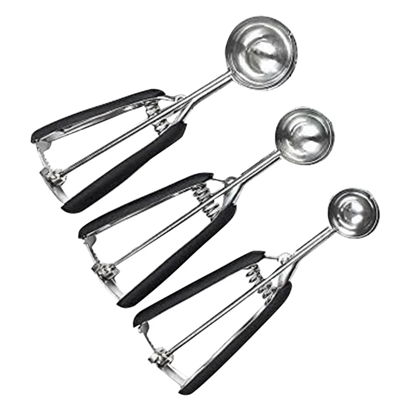 Cookie Scoop, Cookie Dough Scoop, Spring-Loaded Ice Cream Scoop, Stainless Steel Scoop, Comfortable Grip