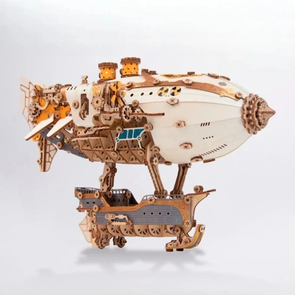 HowCat 3D DIY Wooden Puzzle Wooden Airship Puzzle Ornaments Home Decorations Accessories Miniature Model Assemble Original Toy