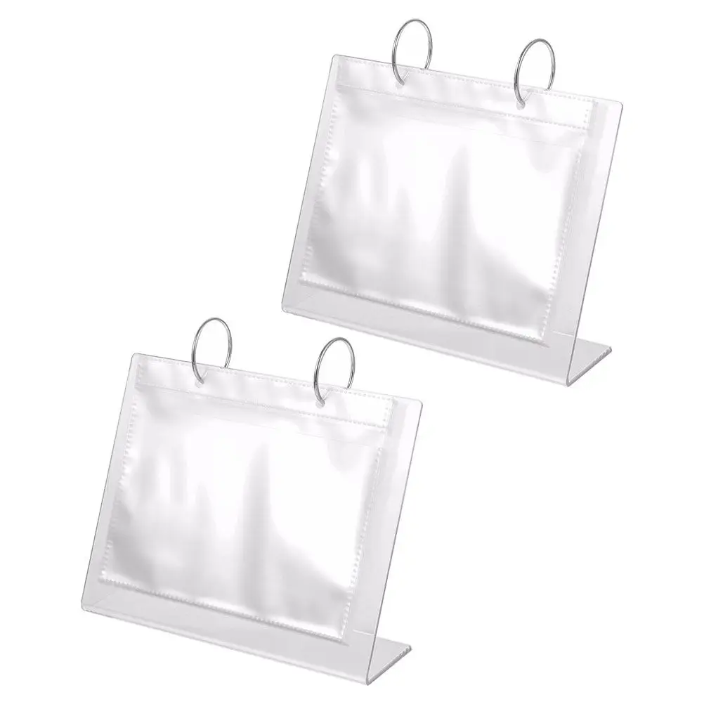 2Pcs Clear Acrylic PVC Desk Photo Album Stand-Up Flip Book for Photos Postcards Memories Wedding Graduation Gift Desktop Table