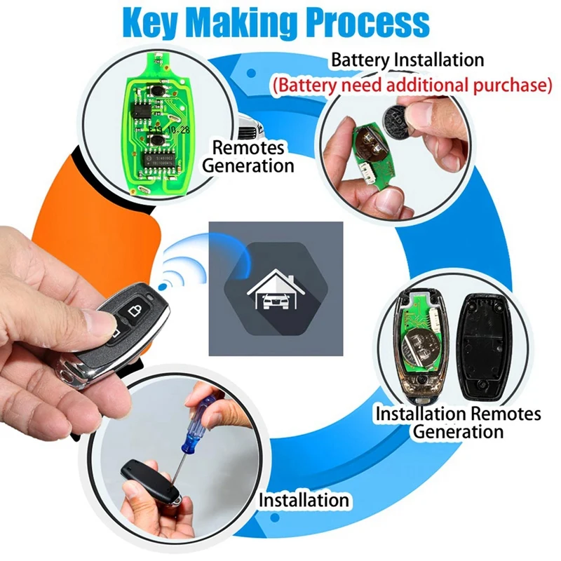 

For Xhorse XKGD12EN Universal Wire Garage Door Remote Key Fob 2 Buttons For VVDI Key Tool