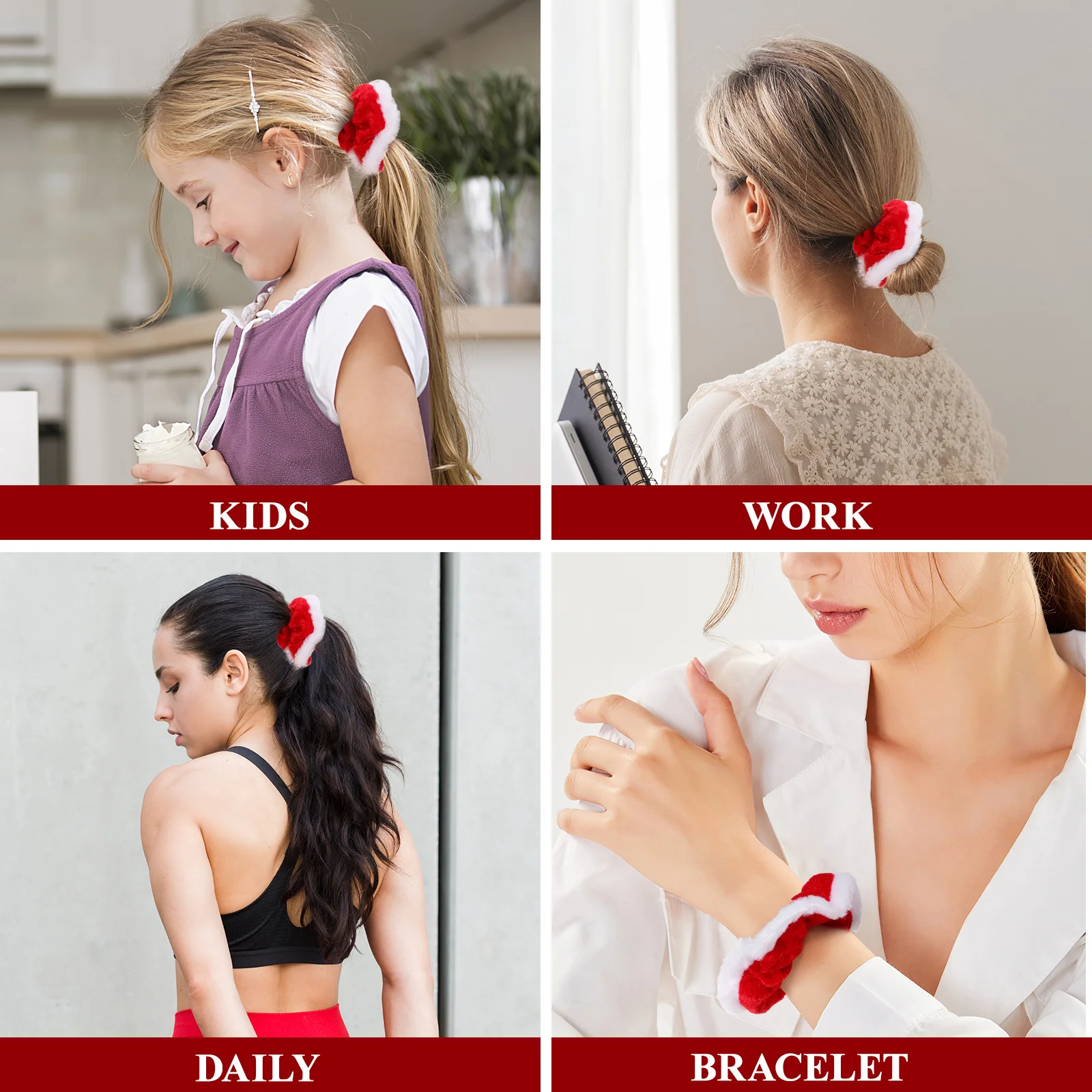 5 pezzi elastici per capelli rossi 11 cm supporti elastici per coda di cavallo per le donne fasce natalizie da indossare ogni giorno elastici per capelli