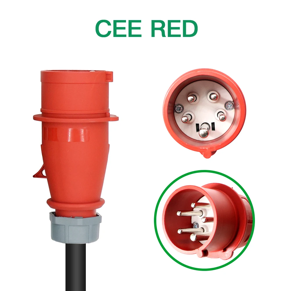 Chiefleed EV 충전기, EV 거치대 및 핸드백 CEE EU 플러그로 조정 가능, 2 타입, 3 상, 11KW, 220V ~ 450V, IEC62196, 8A, 10A, 13A, 16A