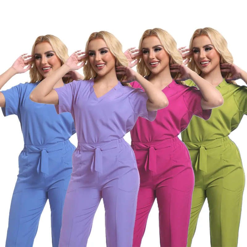 

Multicolor Unisex Workwear Short Sleeve Pocket Top+Straight Pants Hospital Doctor Nurse Uniforms Dental Surgery Scrub Set