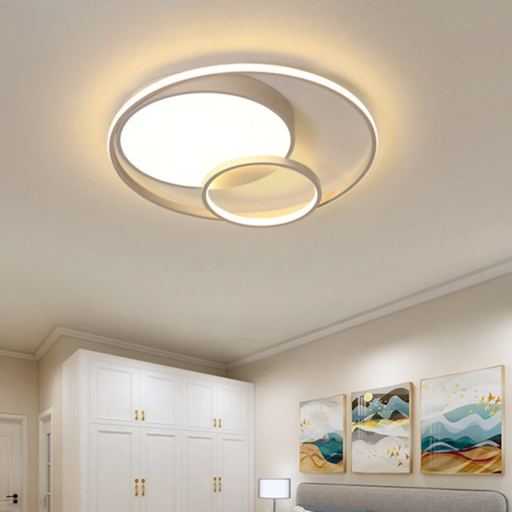 Modern Three-Circle Led Ceiling Lamp Dimmable Minimalism Round Atmosphere Lights Living Room Bedrrom Home Docor Lighting Fixture