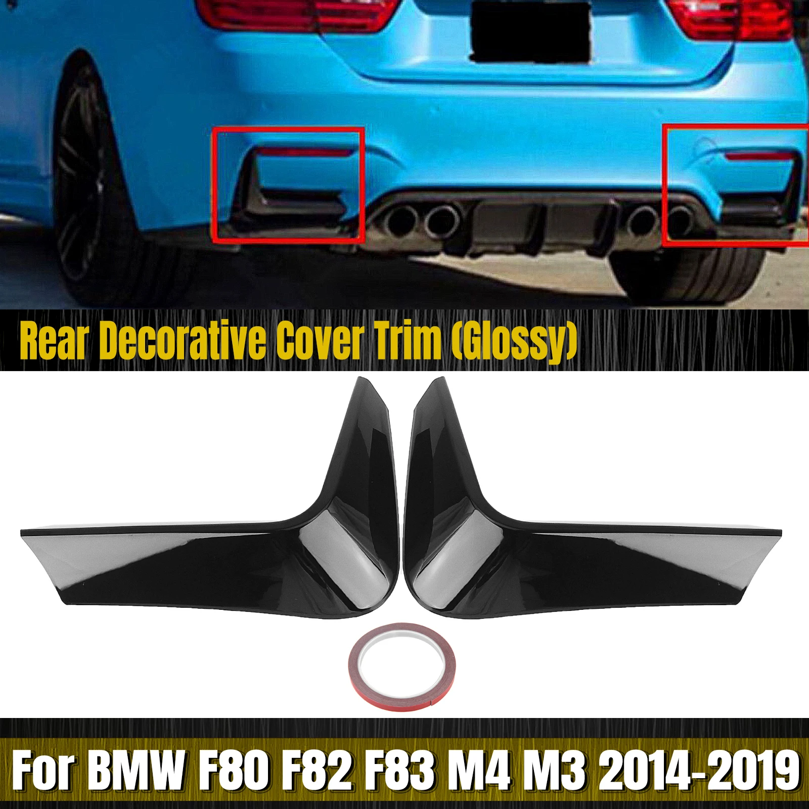 

For BMW F80 M3 F82 F83 M4 2014-2020 With Original Bumper Only Rear Diffuser Side Spoiler Cover Splitter Trim Corner Molding Lip