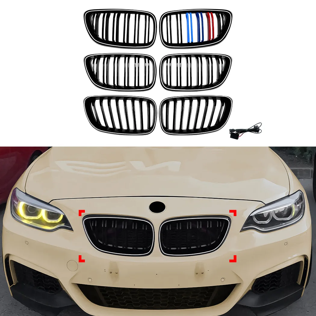 

For BMW 2 Series F22 F23 2014-2019 LED Light Kidney Grille Car Front Bumper Racing Grill Accessories