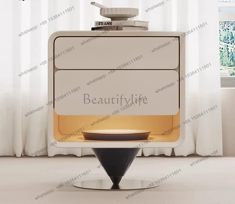 

yj5 Italian minimalist bedside table solid wood light luxury high-end storage cabinet