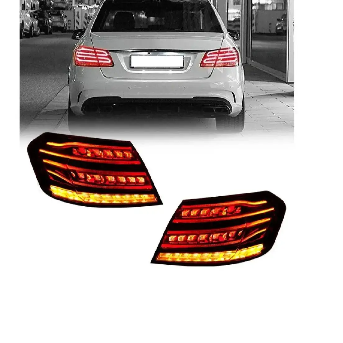 Lampu Belakang LED Tahun 2015-2018 untuk Mercedes Benz C Class W205 Lampu Upgrade dengan Desain M4 GTS