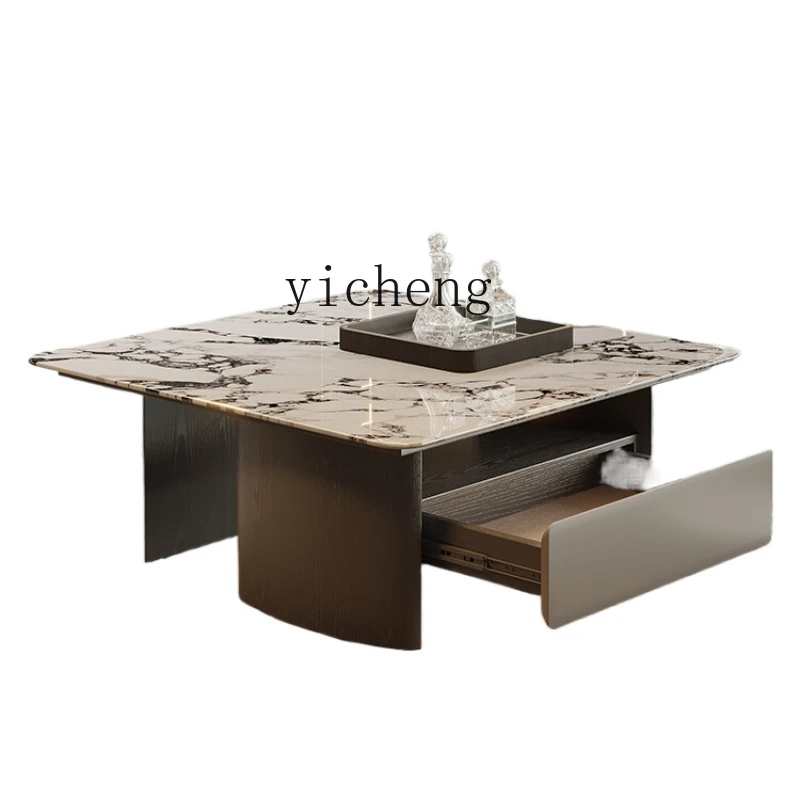 

XL Marble Square Coffee Table Combination Home Italian Minimalist High Sense Designer