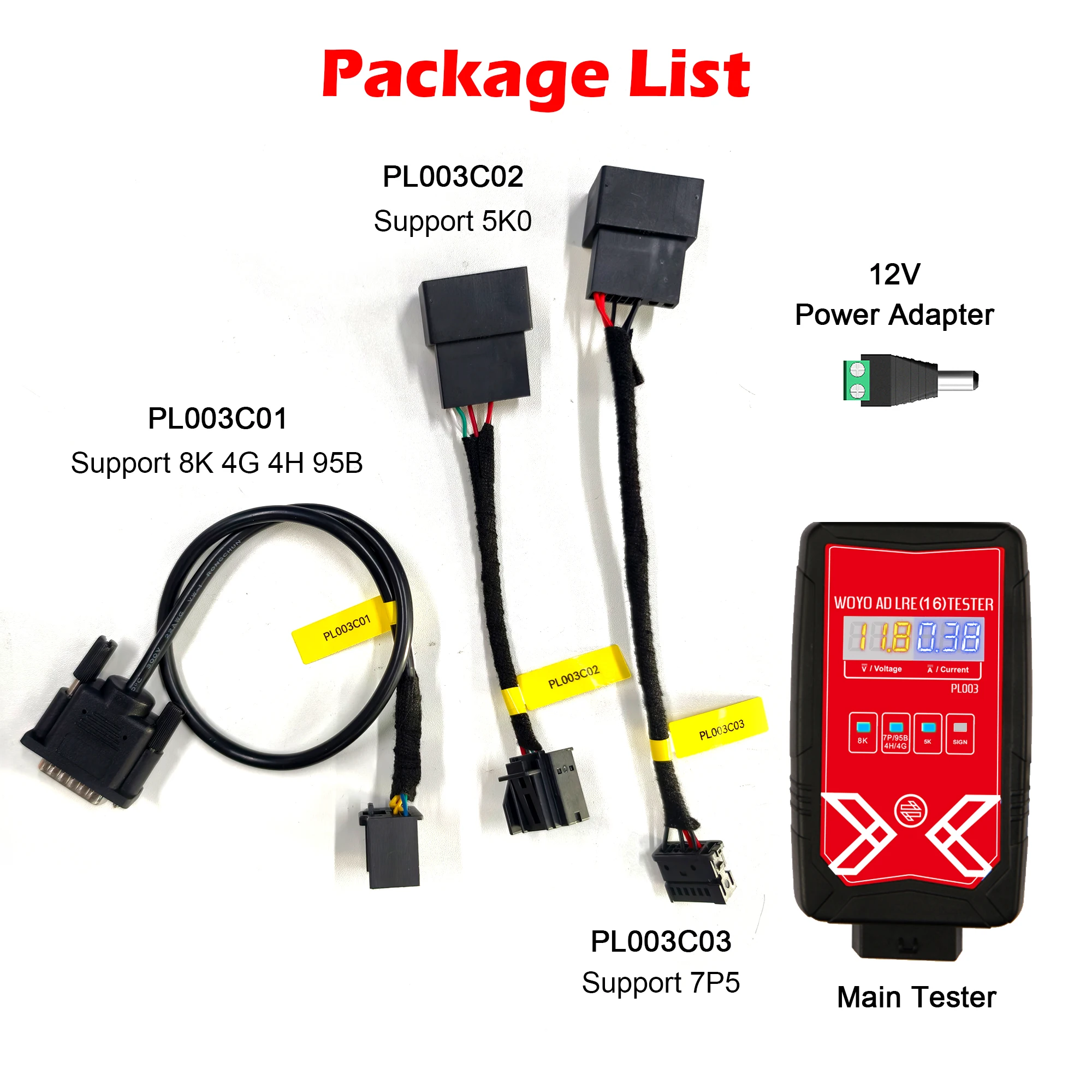 WOYO PL003 Dla AUDI LRE 16 4G/8K/4H Tester czujnika kąta układu kierowniczego, sprężyna śrubowa z elektronicznym detektorem na ławce Auto Diagnostic