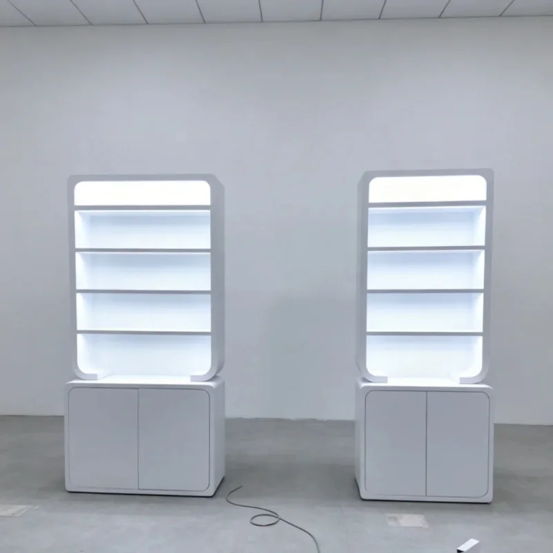 custom.Retail Cabinet Consumer Electronics LED Wall Display Cabinet Geometric Shelves Eco-Friendly Durable Commercial Use Bu
