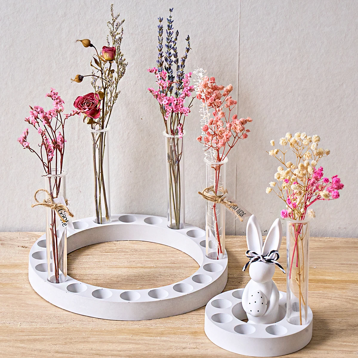 Creative Ring-Shaped Porous Test Tube Hydroponic Flower Rack Silicone Mold DIY Craft Decoration Mold Plaster Concrete Products