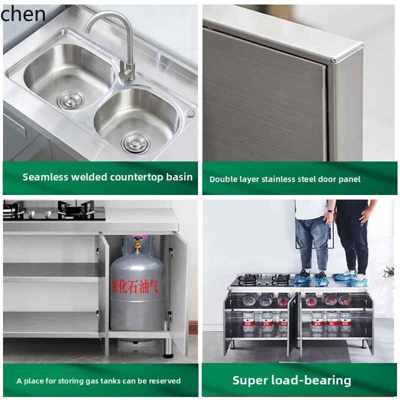 YFY  Source Manufacturer Integrated Stainless Steel Cabinet 304 Household Integrated Countertop Stove Cabinet Wholesale Rental