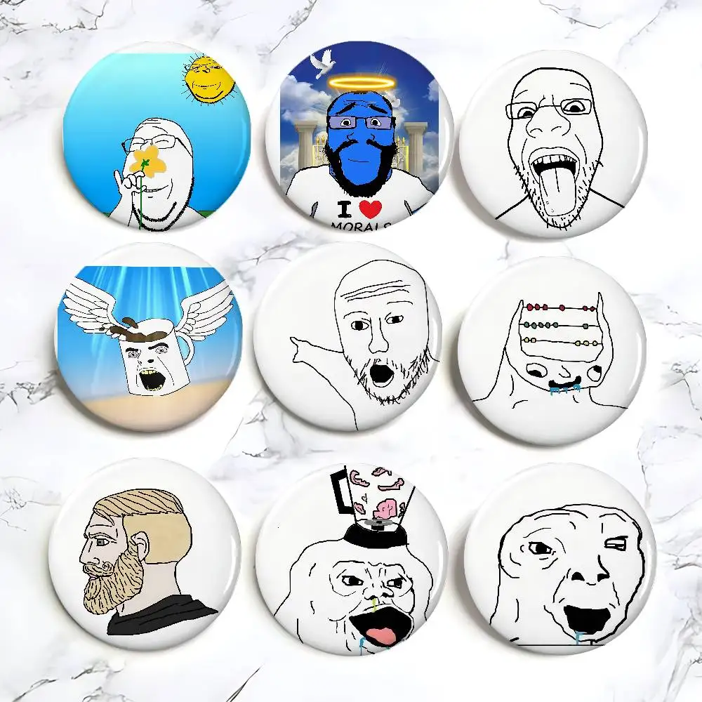 Wojak Soyjak Its Over Funny Meme Badges Tinplate Soft Button Pin Brooch Metal Badge Custom Jewelry Accessories Hat Bag Lapel