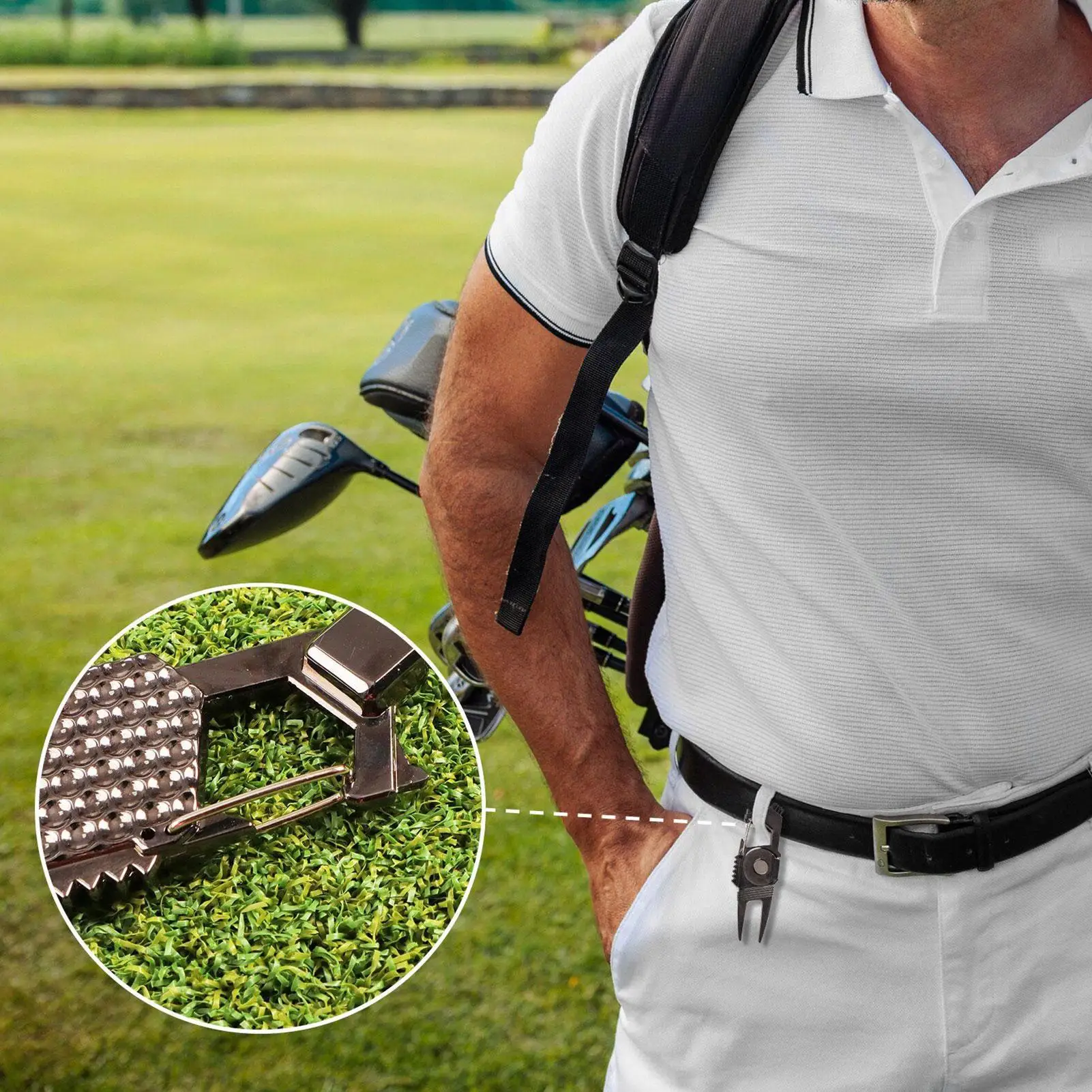 Golf Graszode Reparatie Tool Draagbare Metalen Golfbal Marker Tool Compact Golfer Gadget Groef Cleaner Aid Voor Mannen Golfers Meisjes Vrouwen