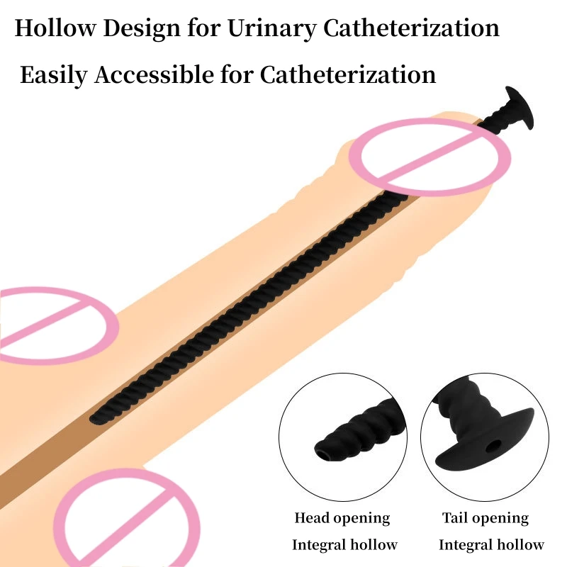 S/M/L Long Hollow Catheter Horse-eye Rod Urethral Plug Urethral Dilator Prostate Massage Male Sex Toys Adult Erotic Products 18+