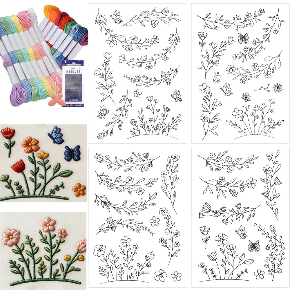 

Stick & Stitch Water Soluble Embroidery Paper, Floral Daisy Wash Away Stabilizer Patterns for Hand Sewing Lovers & Beginners