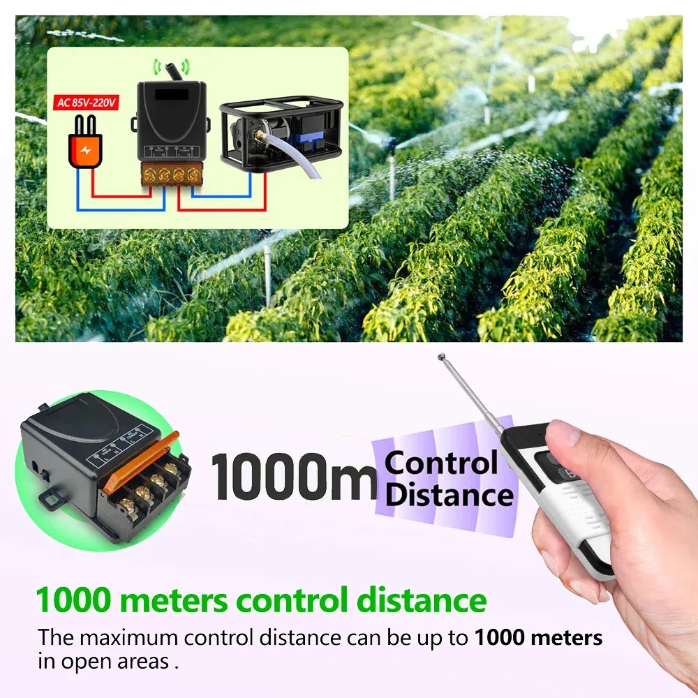 RF433MHz Wireless Remote Control AC 110V 220V 30A 1000meters RF Relay Receiver and Transmitter for Lamp Electric Appliance fan