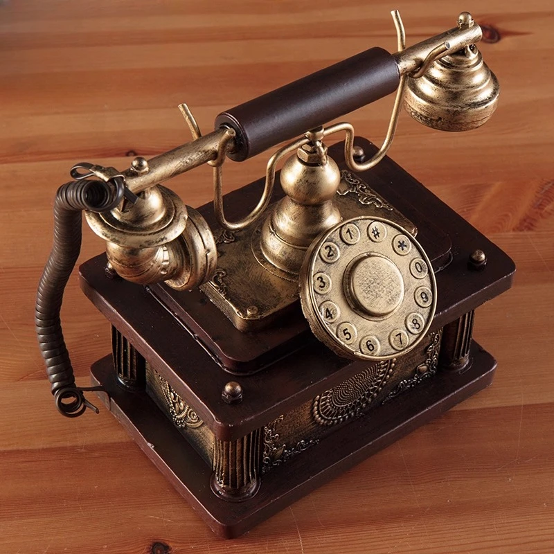 ‌ Réplique de téléphone antique, décor de bureau en métal patiné, art de table fabriqué à la main, décor pub vintage, style