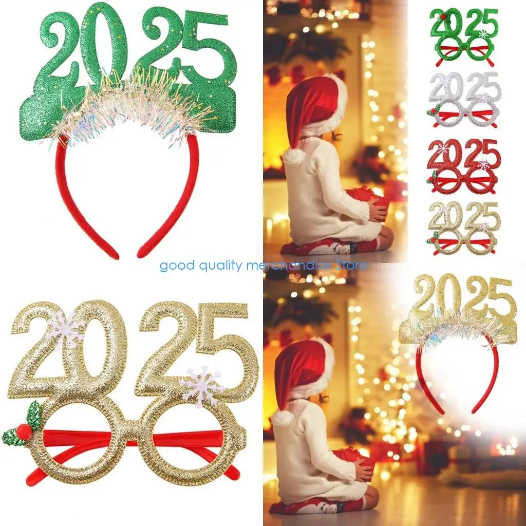 

Y5JD New Year Headband Costume Glasses Paper Lenses New Year Party Props Karaoke Party Props Cosplay Accessories
