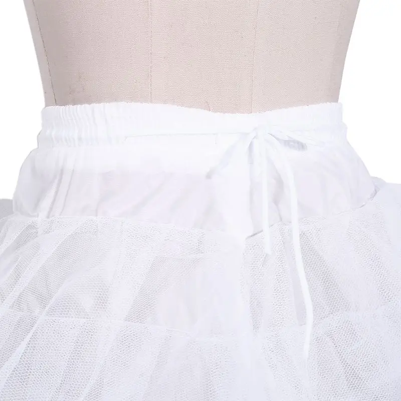 Women 4 Layer Elastic Drawstring Waist Underskirt Solid Color Short Petticoat So