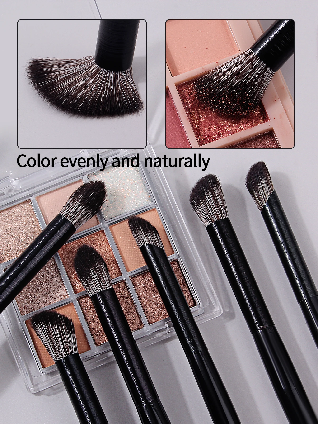 8 قطع من فرشاة اللهب، فرشاة التلطخ، فرشاة تفتيح، فرشاة مكياج الوجه متعددة الوظائف + أداة تجميل منتفخة البودرة المثلثة #3