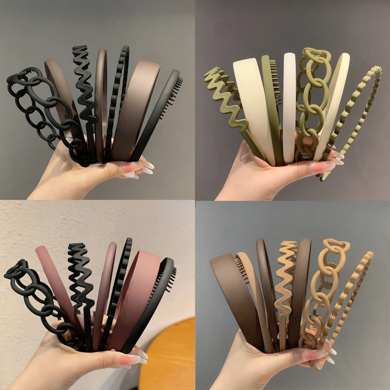 7pcs Simple Headband For Washing Face Unisex All Seasons Headwear Pressure Hurtless Hair Clip Daily Hair Accessories