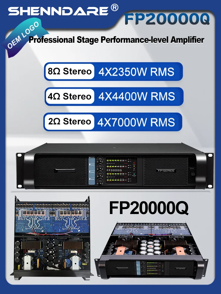FP20000Q 4x2350W bei 8Ohm Professioneller Leistungsverstärker 4 Kanäle Audio Disco DJ Subwoofer Vorverstärker Klasse TD 4X7000W bei 2Ohm Line-Array-Lautsprecherverstärker für Bühnenauftritte