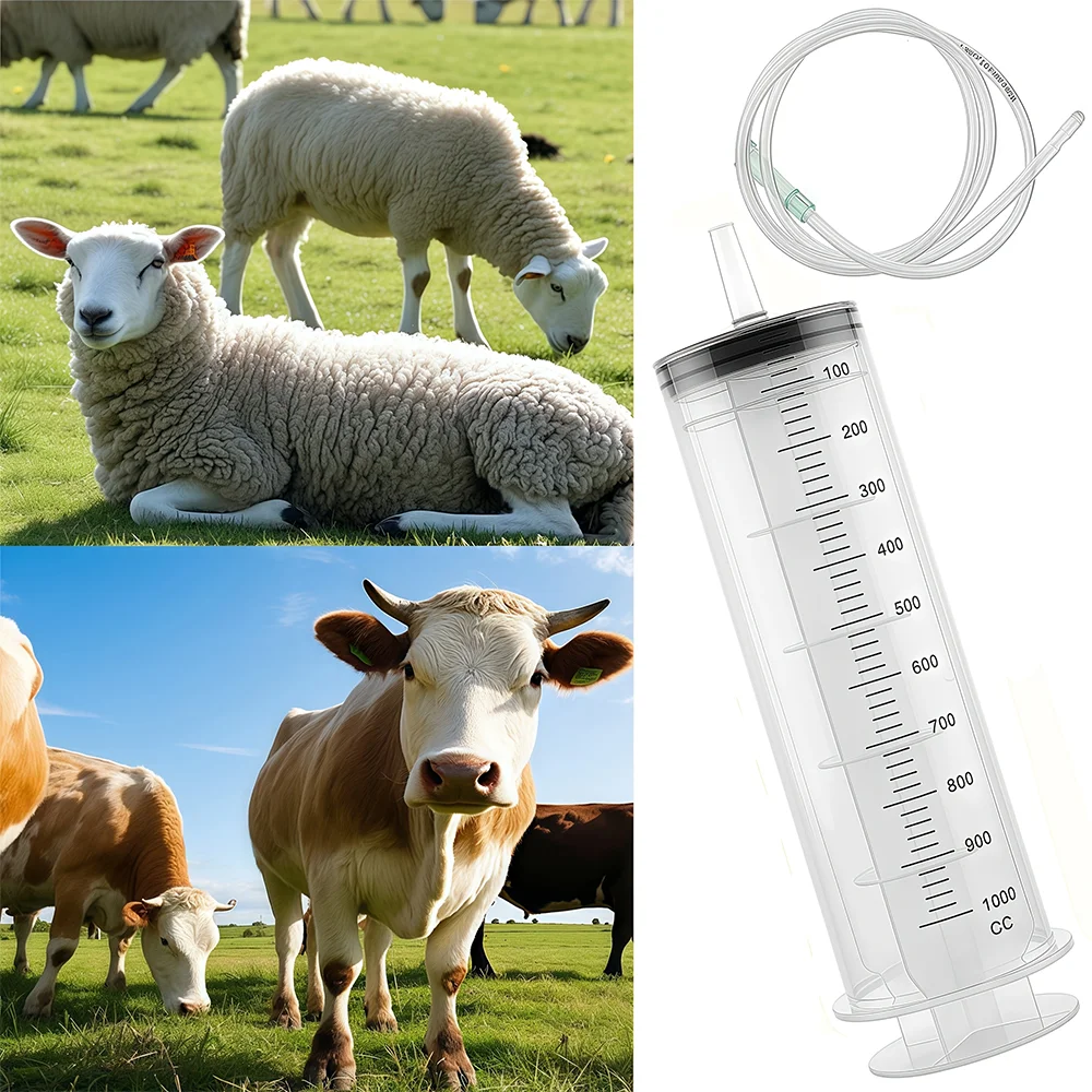 Extra-Large 1000Ml/35Oz Syringe with 1m / 39.3inch Tubes, Hydroponic Measurement Syringe, Disposable Sampler Syringe for Measuring Perfume, Multifunctional for Extracting Perfume, Ink, Lubricants, Animal Water, Etc., Super Large Size