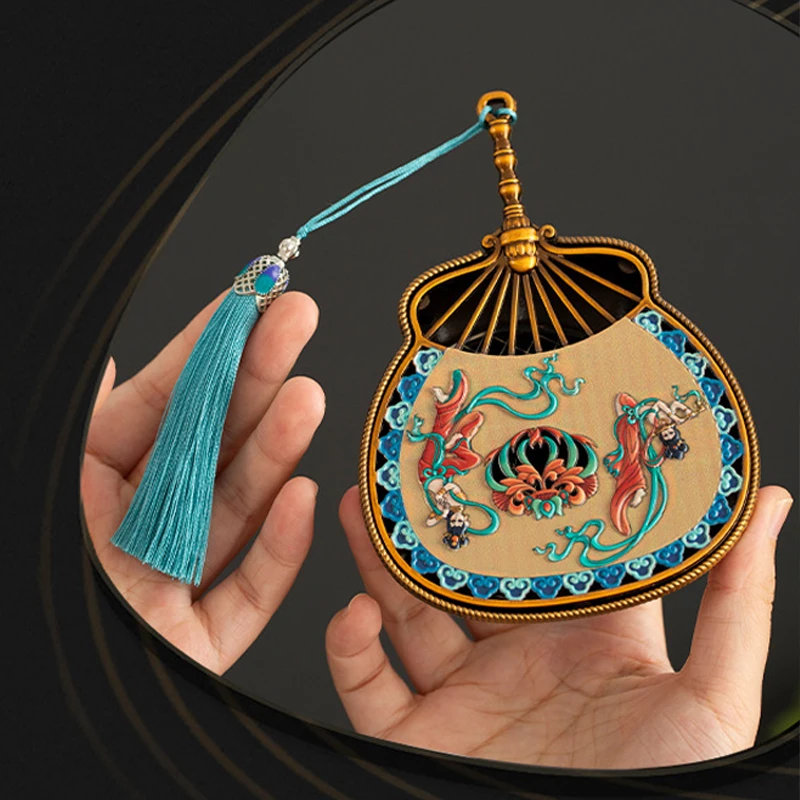 Home Decor Enamel Lute Incense Burner: Retro Mini Censer Holder with Lid Chinese Style Lute Shape Censer