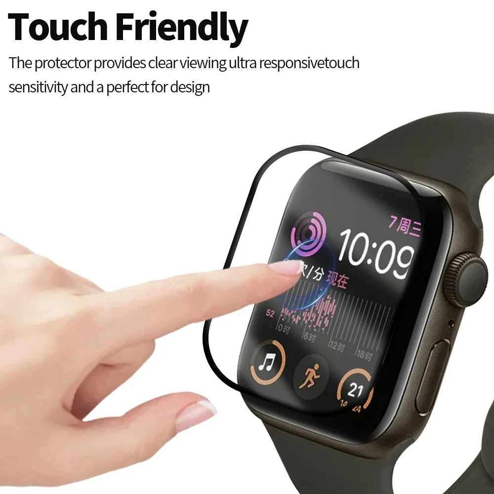 Screen Protector for Apple Watch Series 10 42/46/49mm 9 45/41mm Smartwatch Soft Glass 9D HD Full Film for IWatch Series 10 9