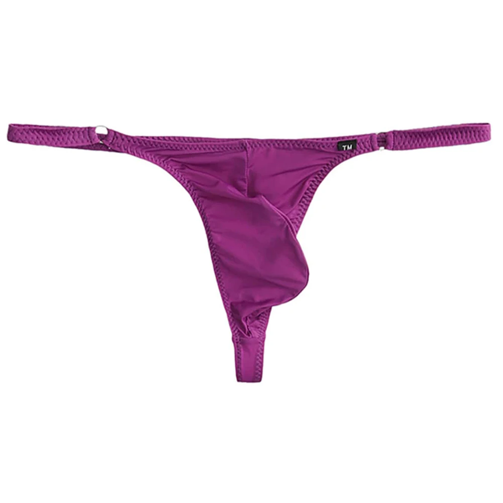 Purple Color Large U Pouch Briefs Tanga Men Elastic Thin Strap Thongs Underwear Bikini G-strings Man Intimates Shorts