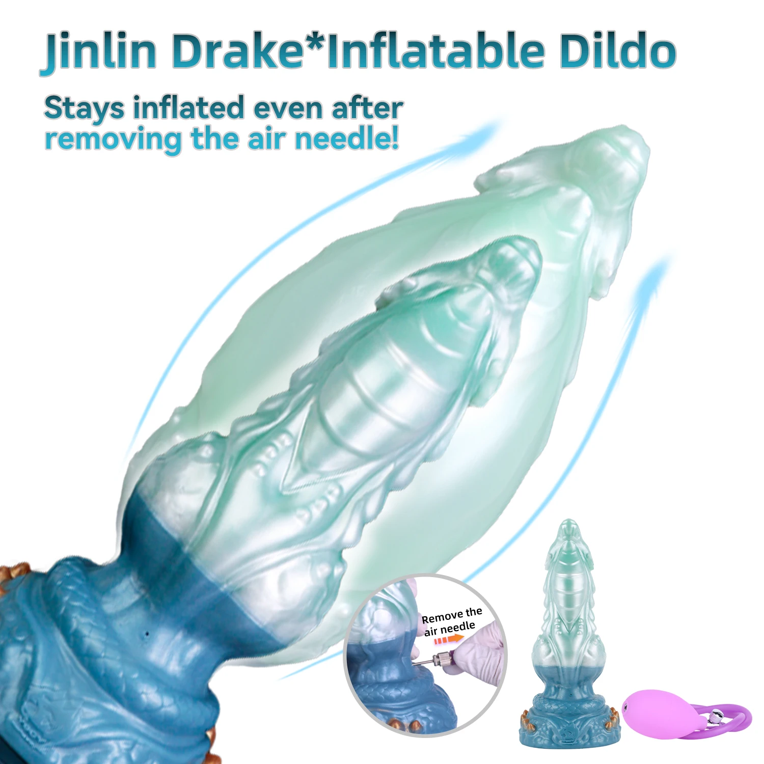 LICKER Inflatable Animal Dildos Silicone Double Layer Dildo Butt Plug Vaginal Stimulator Fantasy Cock Inflat Dick Anal Sex Toys