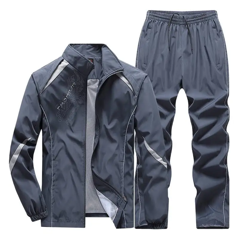 New Men's Sportswear Sets Spring Autumn Tracksuit Fashion Sweatsuit 2 Piece Jacket+Pants Male Sports Suit Asian Size L-5XL