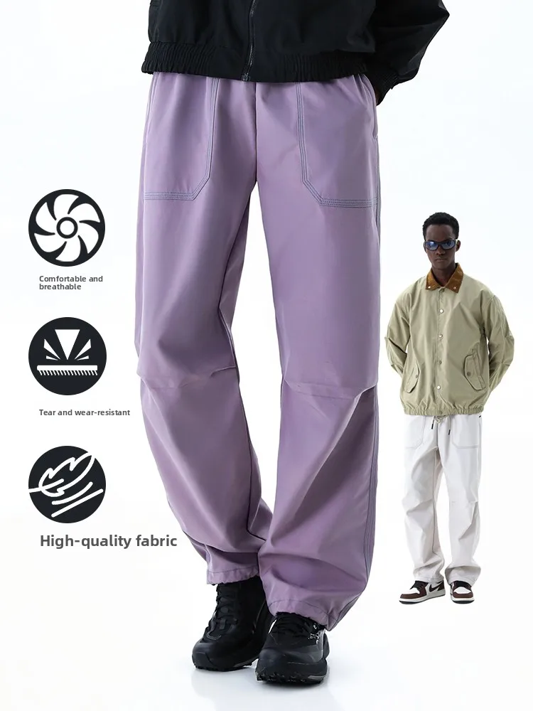 

MMOPTOP Spring New Sle Paratrooper Curved Blade Loose Straight Leg Men's Casual Pants Couple Match All-Match Wear Resistant
