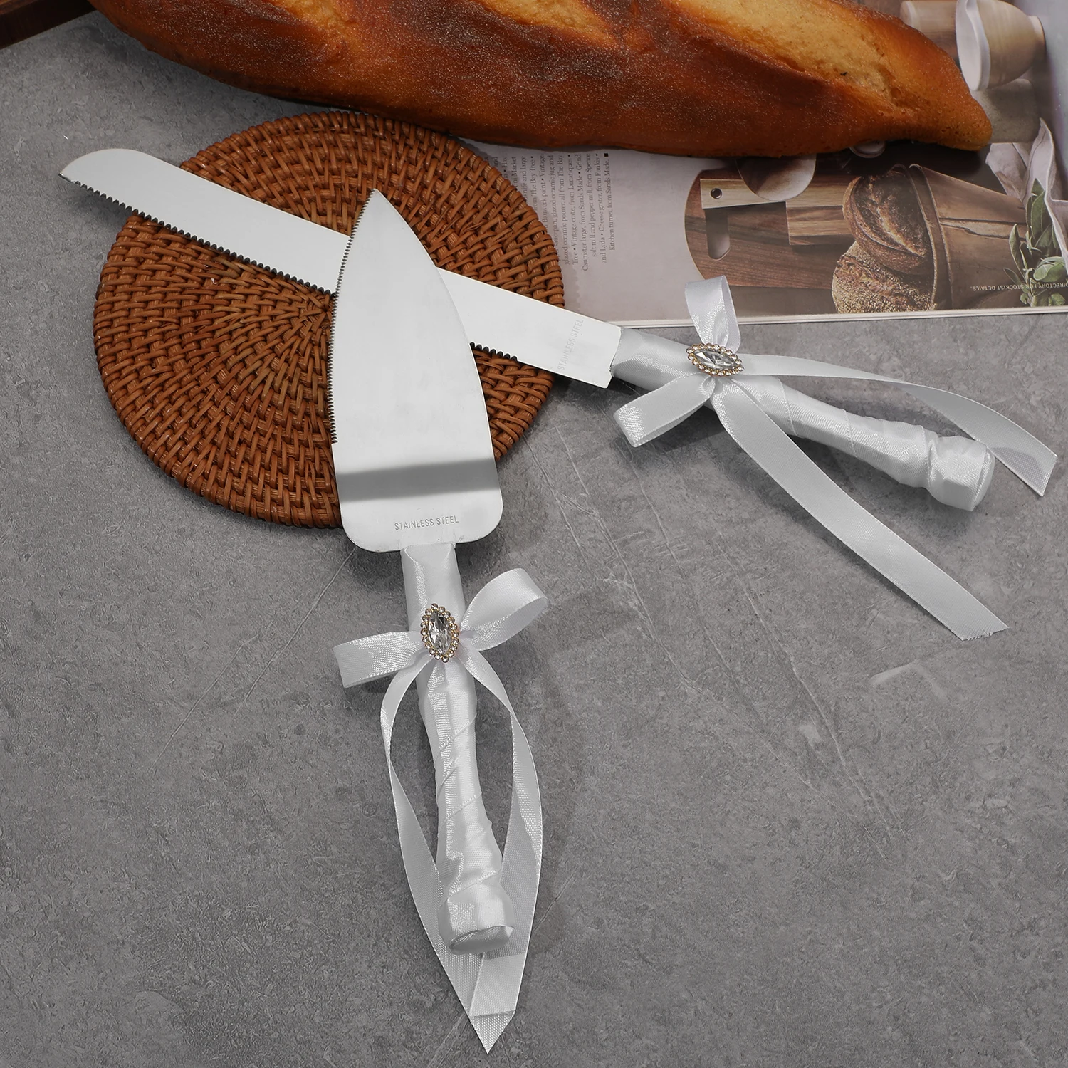 Juego de vajilla europea, regalo, herramientas para hornear pasteles de acero inoxidable, accesorios de escena de boda, recuerdos de boda.