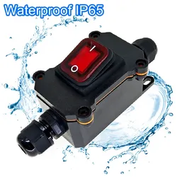 16A Heavy Duty Waterproof Inline On/Off Cord Switch 4-Pin 2 Position AC220V LED Indicator Dustproof Oil Proof